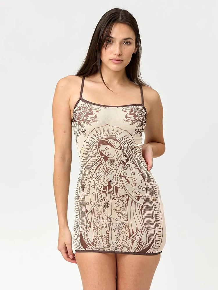 Nibber High Elasticity Dress Women Art Print Low-Neck See Through Skinny Sexy Midnight Summer New Trend Chic Hottie Mini Bodycon