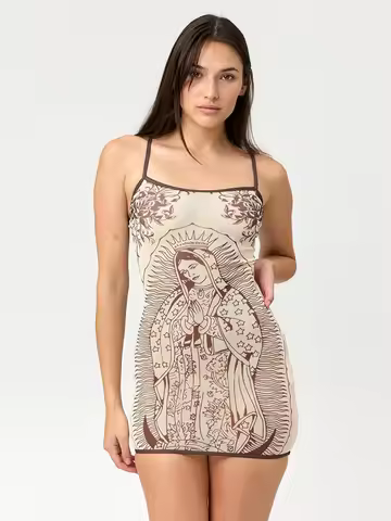 Vestido de Alta Elasticidade para Mulheres com Estampa de Arte, Gola Baixa, Sexy, Mini Bodycon