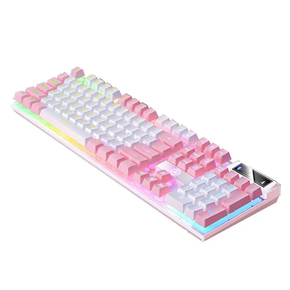 Teclado ergonómico con cable para juegos, accesorio con 104 teclas, sensación mecánica retroiluminada, Color a juego, L Q4W9