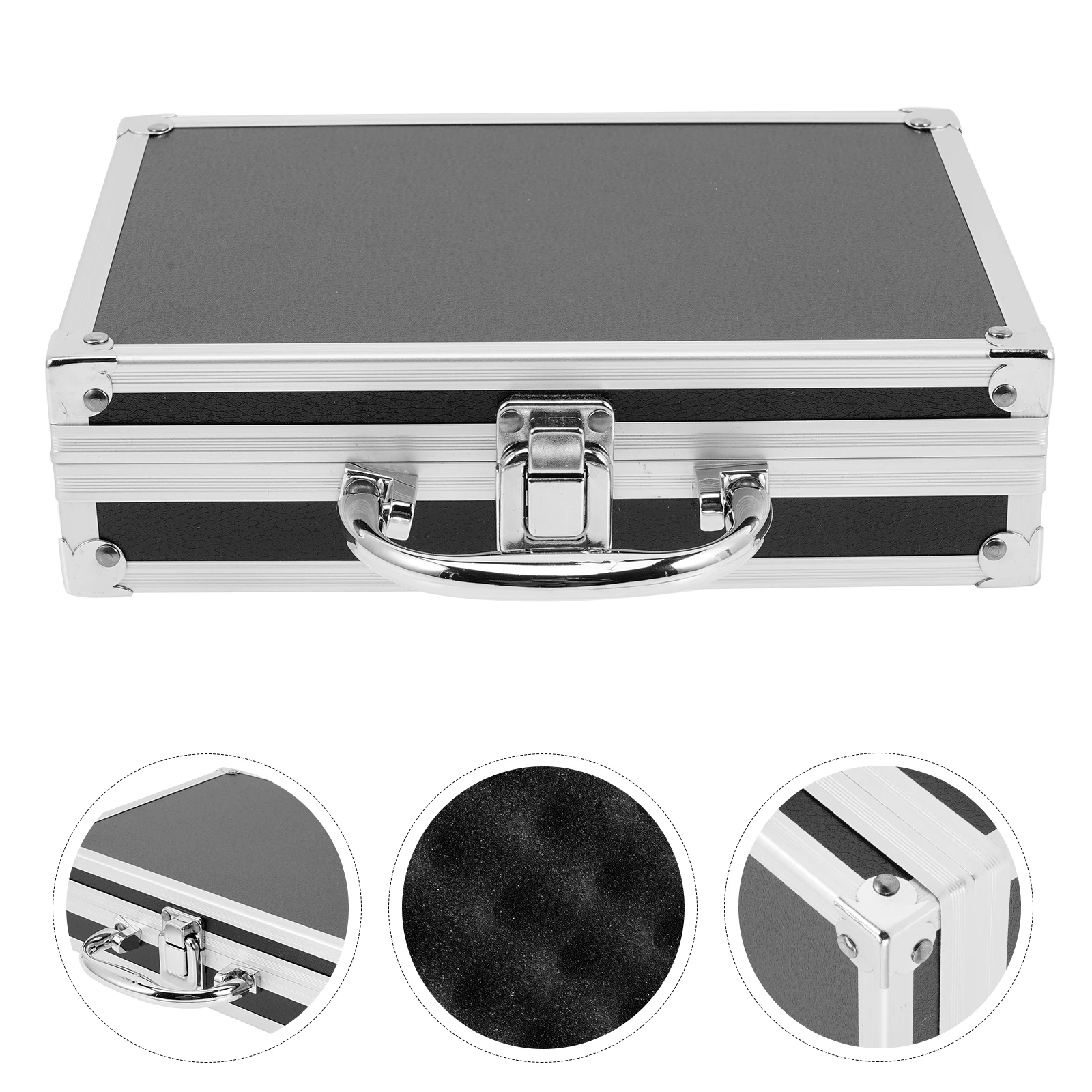 

Password Lock Toolbox Black Square Large Capacity Storage Tools Container Medicine Box Portable Aluminum Alloy Travel Suitcase