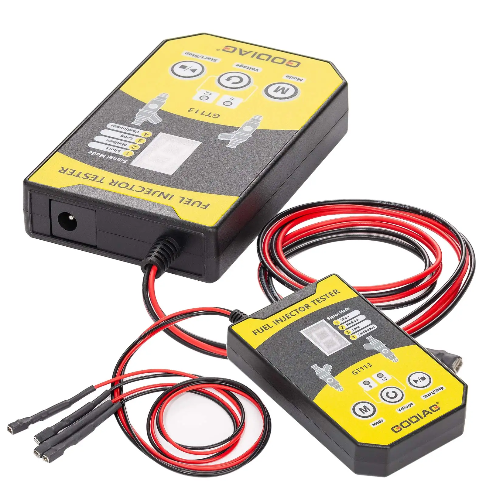 GODIAG GT113 العالمي حاقن الوقود تستر نظافة أداة تنظيف للسيارات دراجة نارية LCD مع 6 أحجام من محولات 8 وسائط نبض