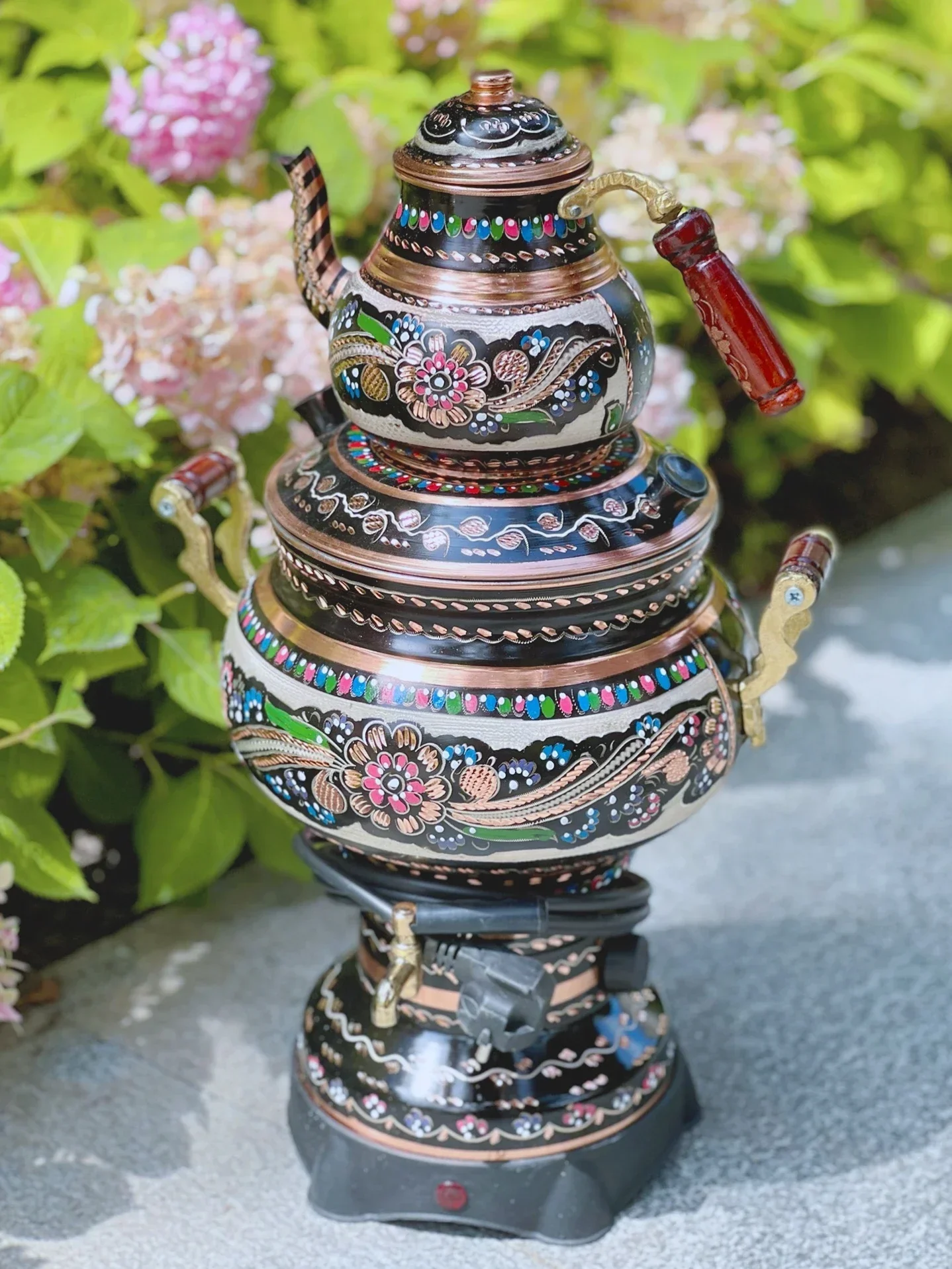 Black Tea Teapot Sets Hand Carved Hand Painted Red Copper Heating Pot