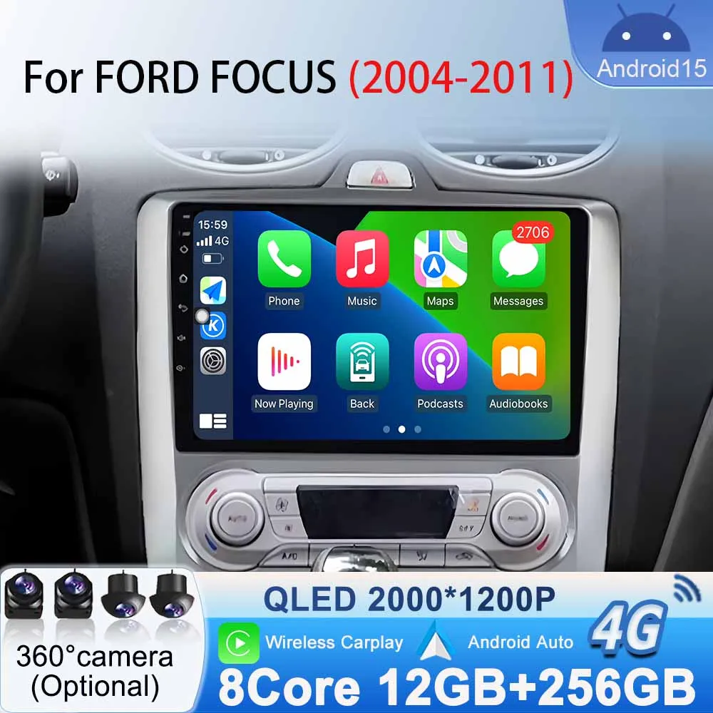 

No 2Din for Ford Focus 2004 2005 2006 2007-2011 Car Radio Stereo WiFi Multimedia Video Player Bluetooth Android15 GPS Navigation