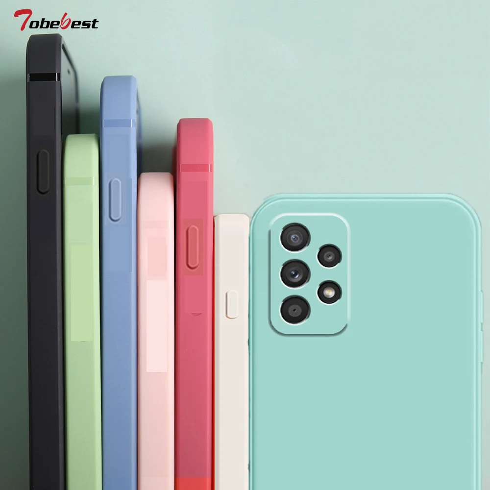 Funda cuadrada de silicona suave para Samsung Galaxy, funda trasera protectora para cámara, Color sólido, para Samsung Galaxy A53, A73, A33, A23, A13, 4G, 5G