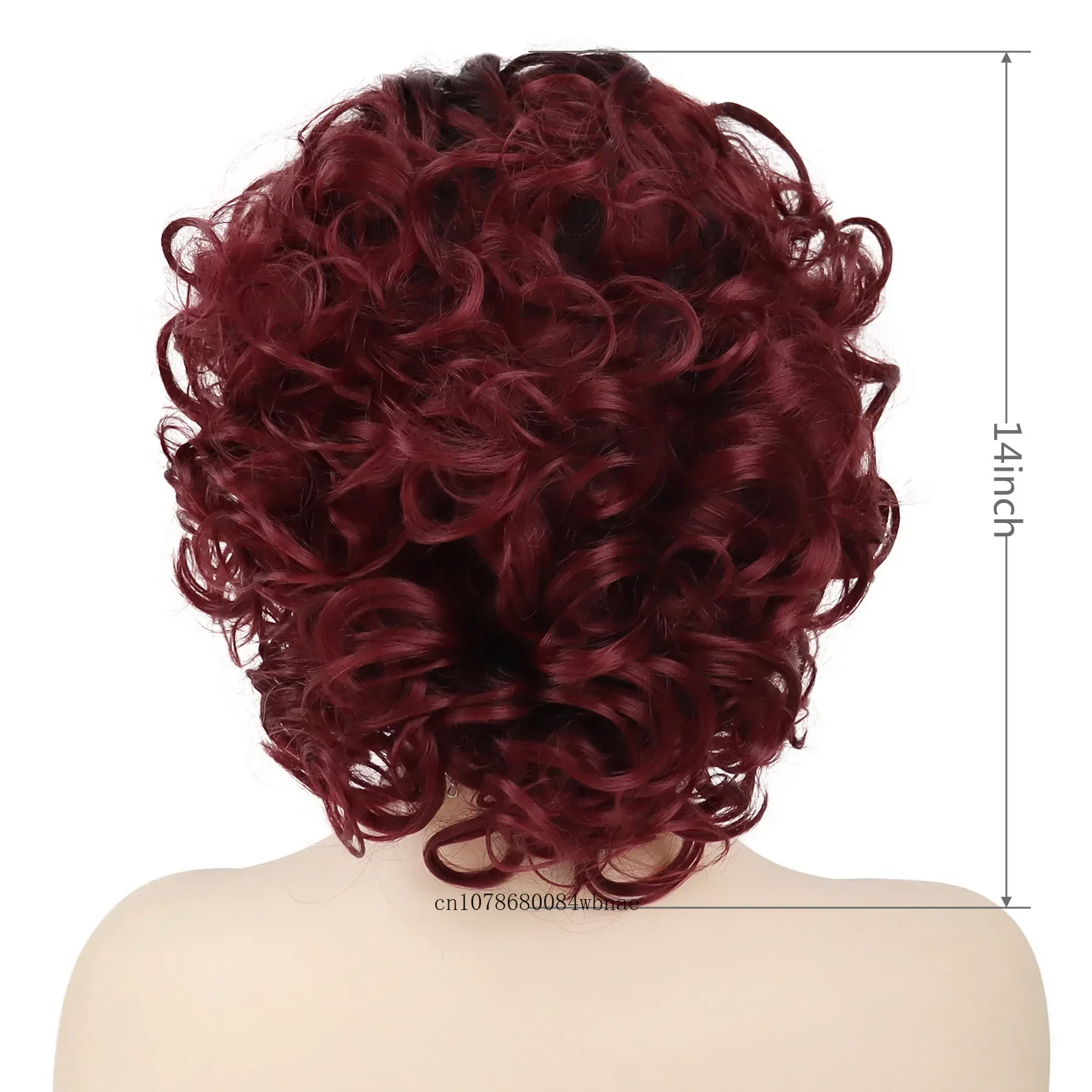 Peluca de pelo sintético rizado grande y corto para mujer, peluca hinchable roja ombré con flequillo lateral, pelucas de fibra resistentes al calor de aspecto Natural, Cosplay diario