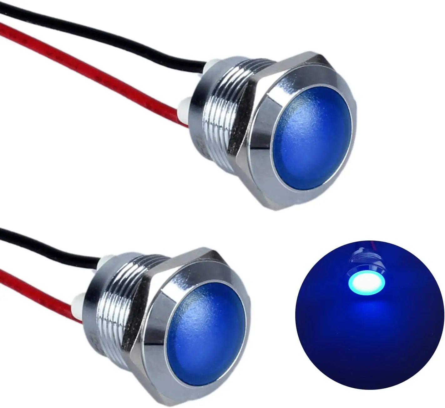 Abilkeen 12Mm Metalen Indicator Licht Koepelvormige Kop Led Industrieel Signaal Waakvlam 12V/24V/220V Met 2 Draad Kabel Metalen Signaallamp