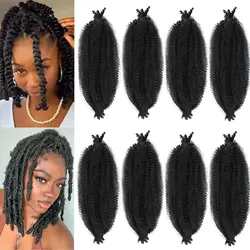 8 Packs Spring Afro Twist Hair 16“ Kinky Marley Twist Braiding Hair Soft Crochet for Distressed Faux LocsHair Extensions