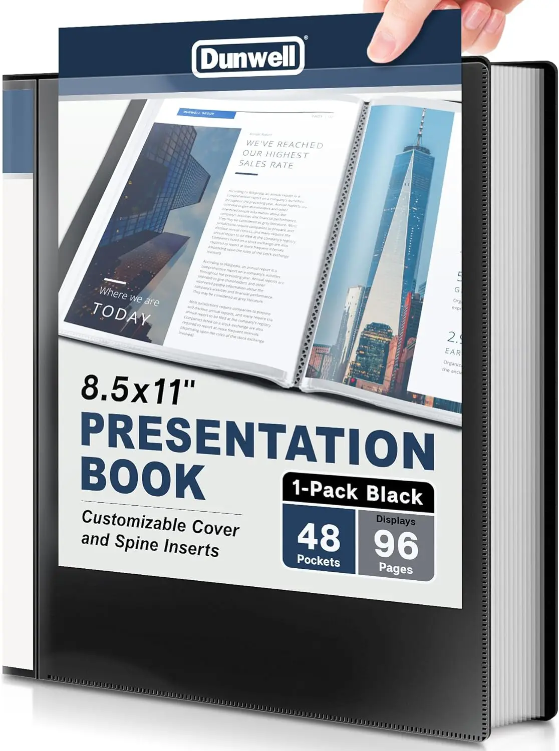 

48-Pocket Presentation Binder for 8.5x11 Documents, Displays 96 Pages with Plastic Sleeves, Portfolio Organizer for Photos