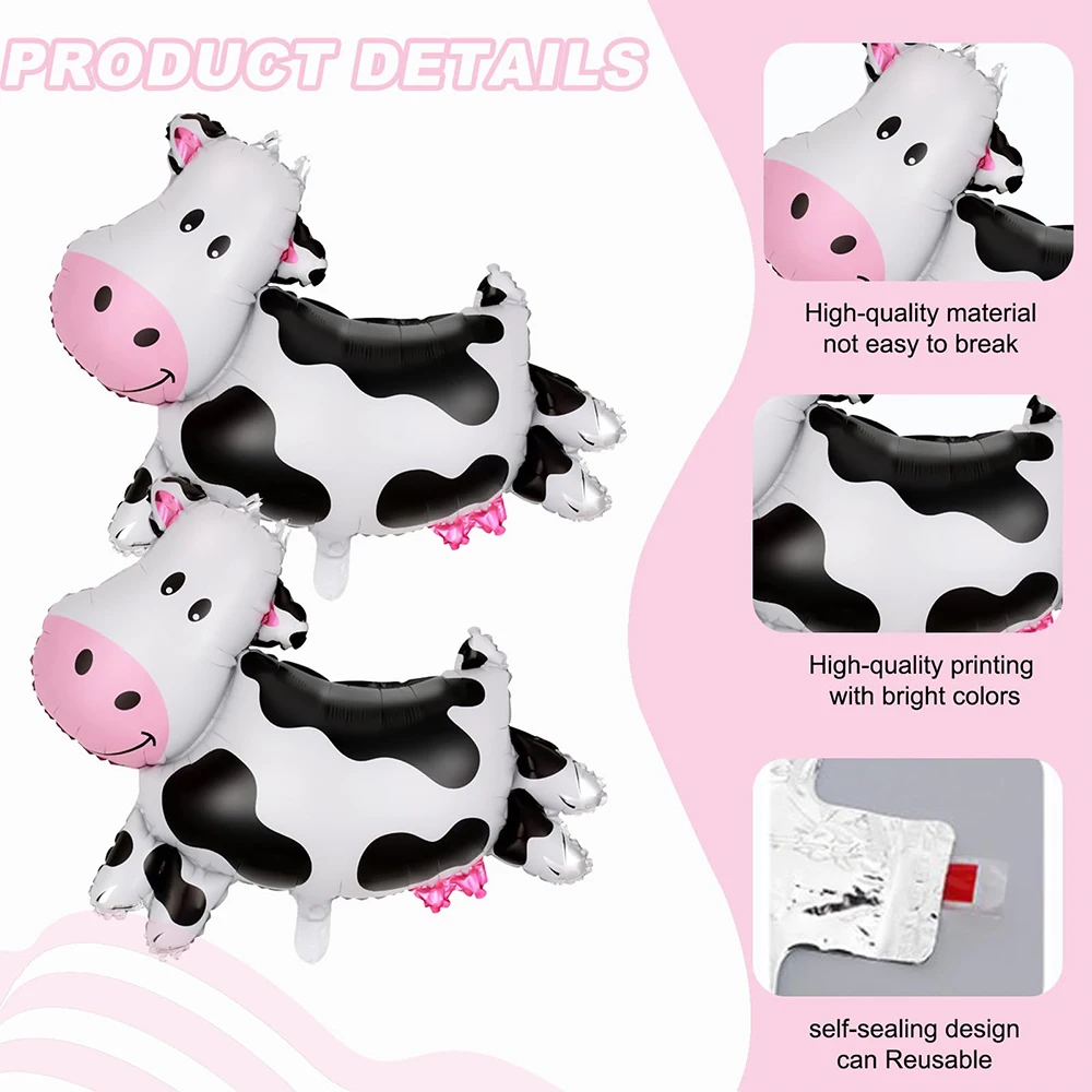 36inch Cow Print Balloons 2/4Pcs Balloon Animal Balloons Balloons Mylar Balloons For Cow Themed Boys Girls Birthday Party Decor