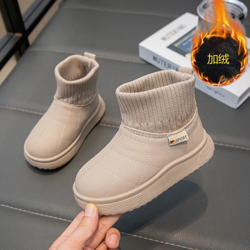 

Children's Boots Sock Style Snow Boots Girls Short Boots Kids Cute Sewing Autumn Winter New Warm Thermal Shoes for Boys Unisex
