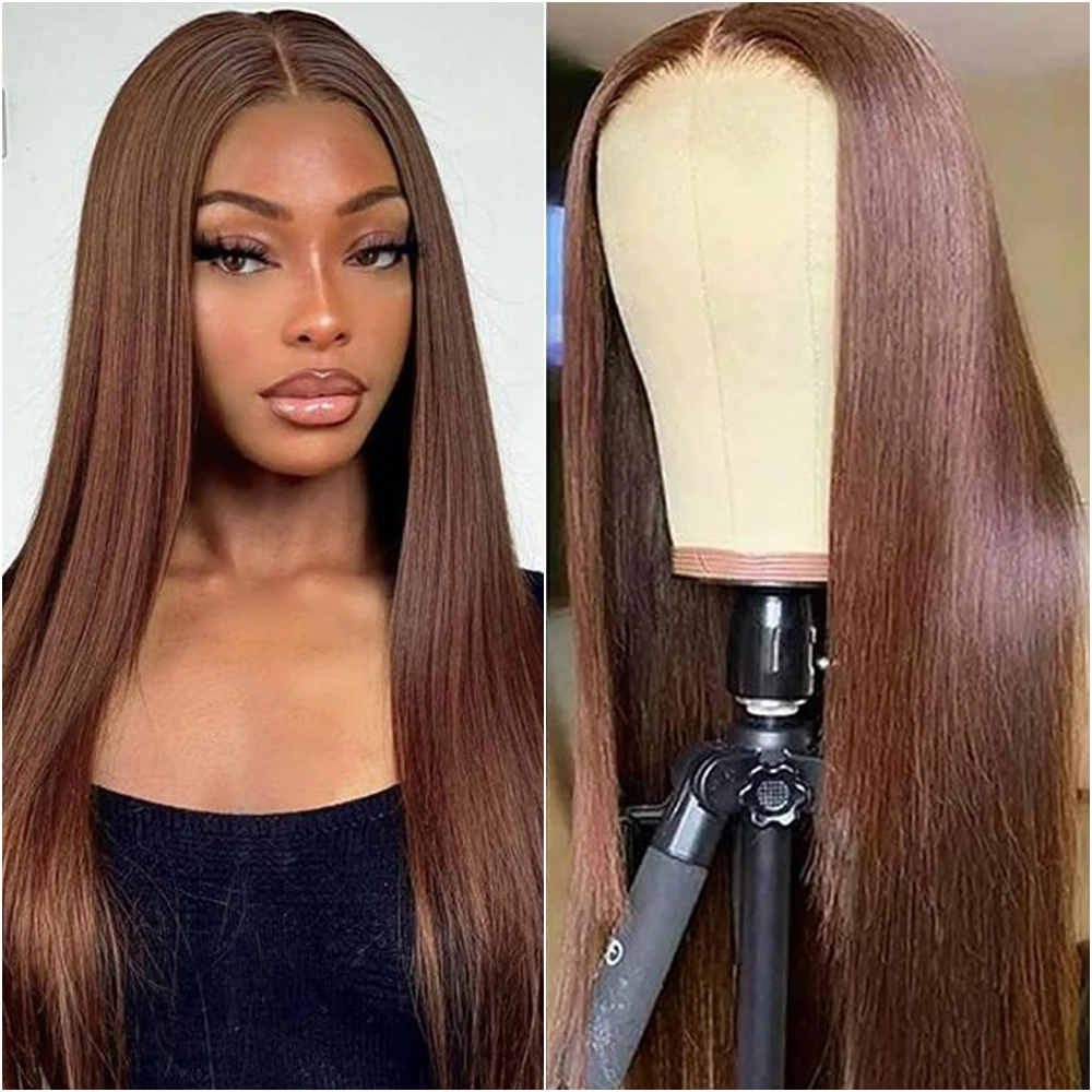 

Bone Straight Chocolate Brown Wigs 13X6 Hd Lace Frontal Wigs 30 40 Inch Lace Front Wig Brazilian Wigs Original Colored For Women