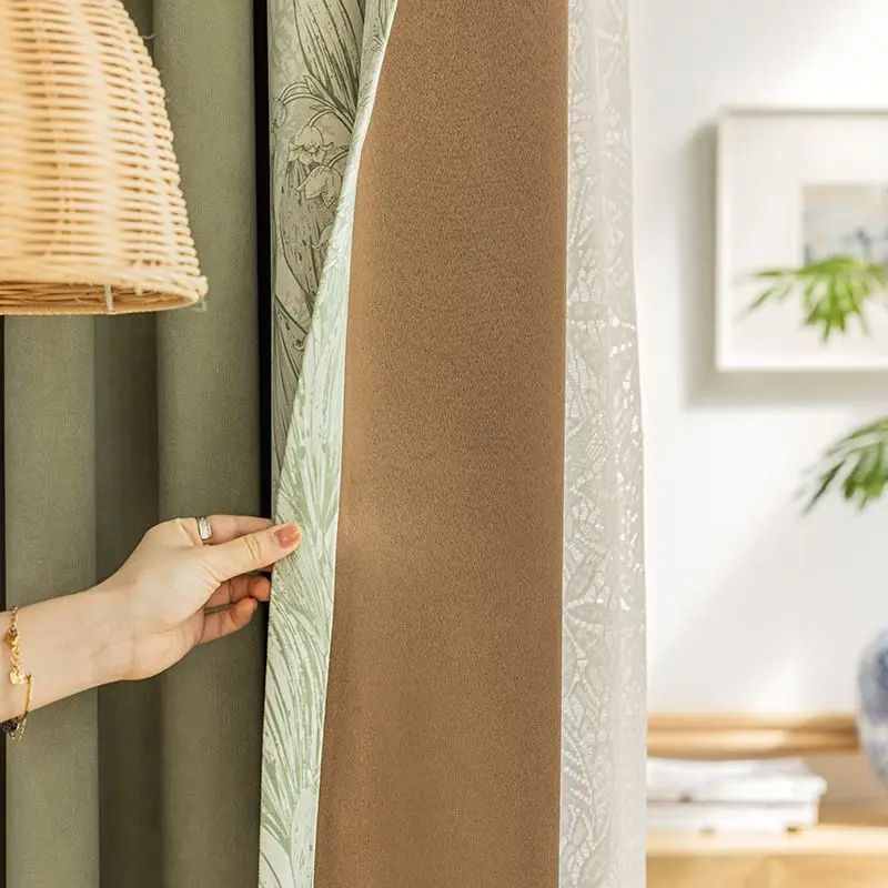 Nordic Fresh Lily Minimalism Blackout Curtains Bedroom Living Room Household Curtain High Quality Decorative Drapes Customized