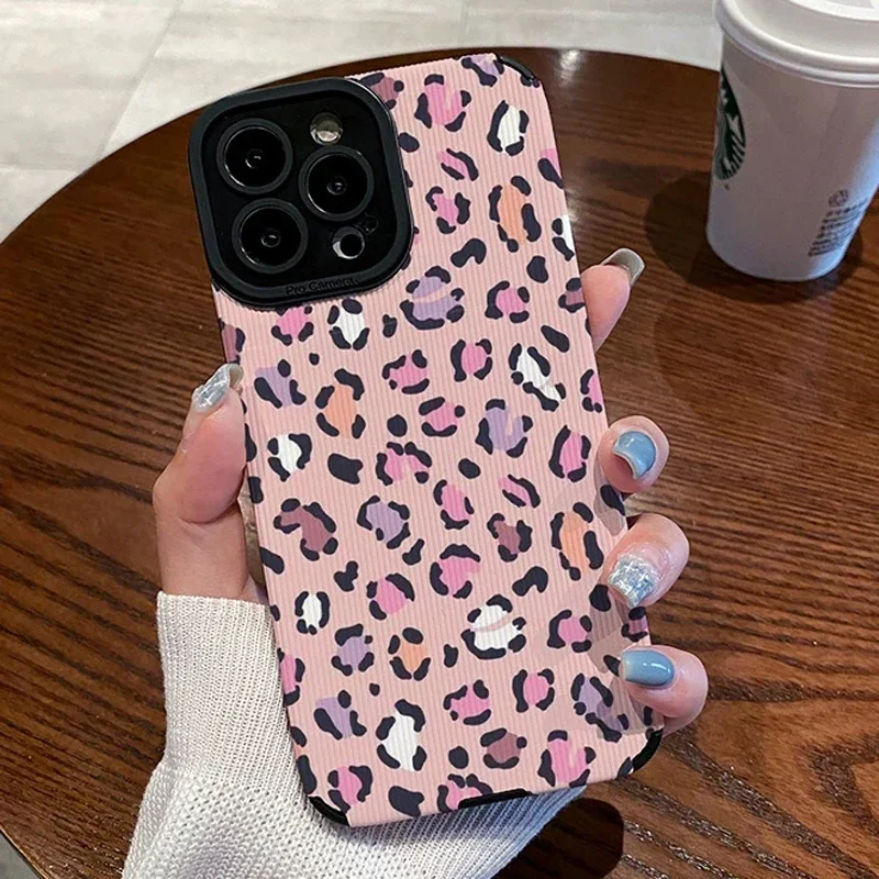 

Pink Love Heart Leopard Print Camera Protection Case For iPhone 14 13 12 11 15 Pro Max X XR XS Max 7 8 14 Plus Soft TPU Cover
