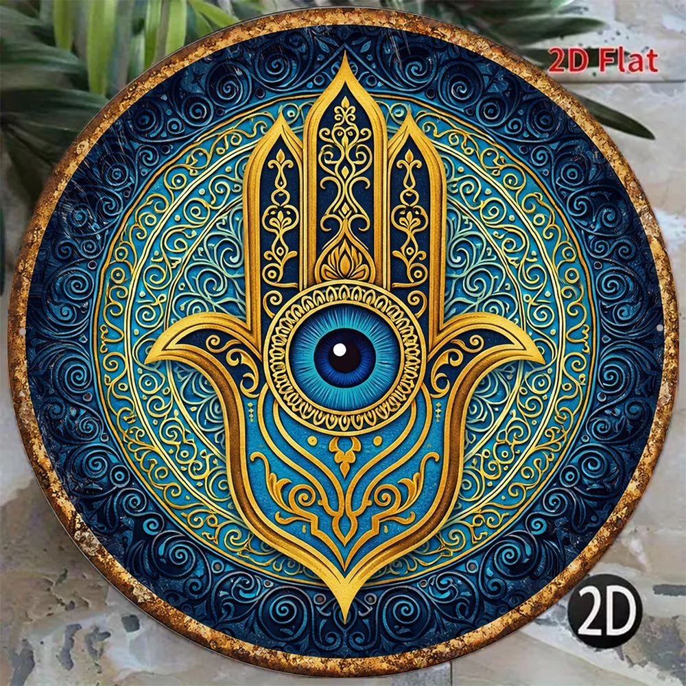 CIFBUY Vintage Aluminum Wall Art Waterproof Durable For Home Office Indoor Outdoor Hamsa Evil Eye Decor Sign