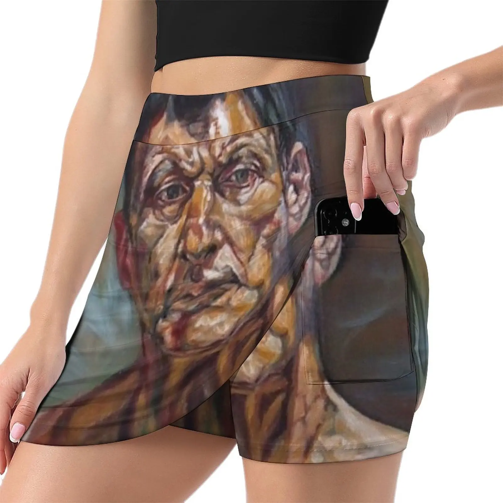 self-portrait after Lucian freud Mini Skirt Women's skirts japanese style Skirt satin fashion korean clothing