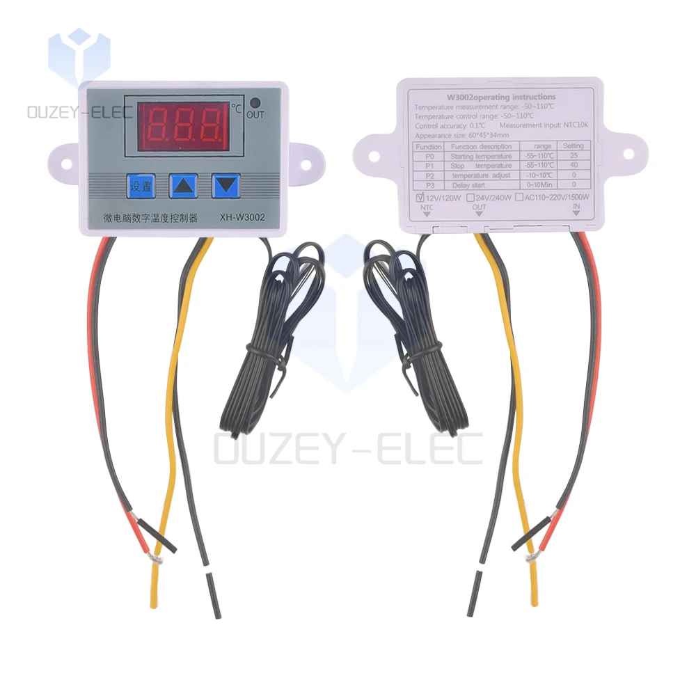 XH-W3002 Temperature Controller LED Digital Control Thermostat Microcomputer Switch Thermoregulator Sensor AC110V-220V DC12V/24V