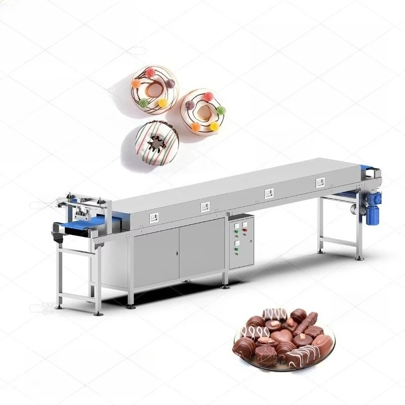 Customized Automatic Chocolate Decorator Enrobing Production Machine with Cool Tunnel Commercial Bakery Food Grade Efficiency