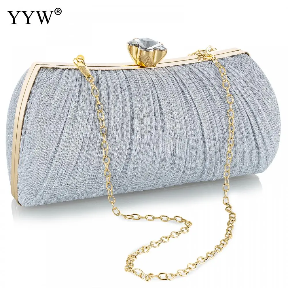 Crystal Diamond Clutch Bags Women Sequins Pleated Evening Handbags Gold Silver Black Lady Prom Bag Shoulder Purses for Banquet