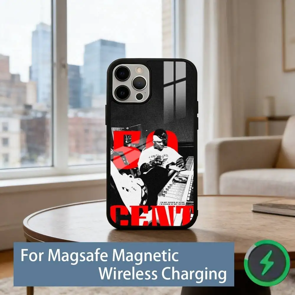 50 Cent Rapper Phone Case For iPhone17,16,15,14,13,12,11 Plus,Pro Magnetic with Magsafe Wireless Charging 3