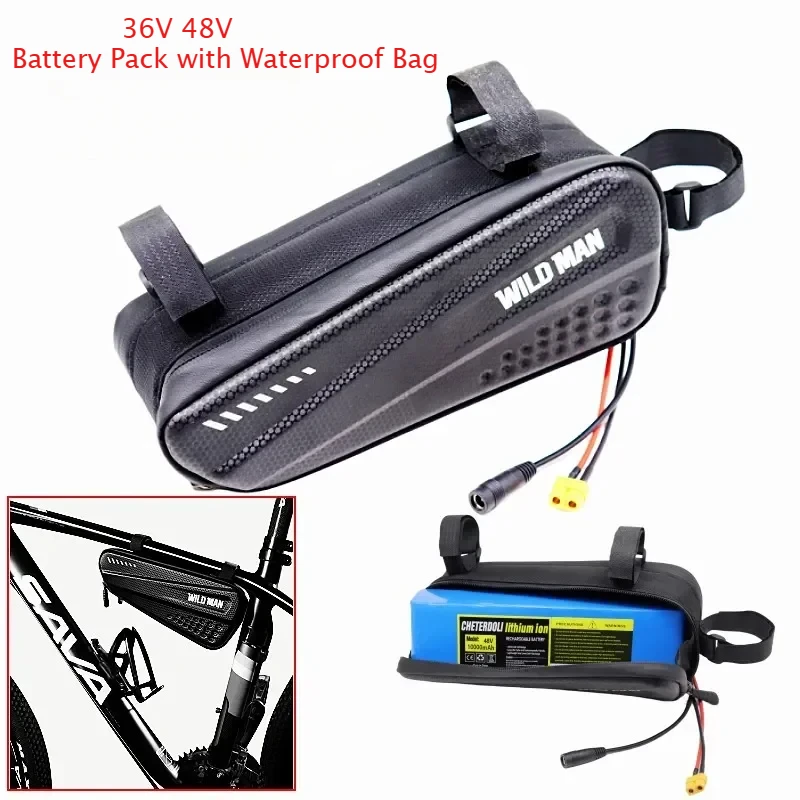 

36V 48V 14Ah 18650 Rechargeable Lithium Battery Pack 10S3P 13S3P 500W Power Bicycle Scooter Electric Vehicle with Waterproof Bag