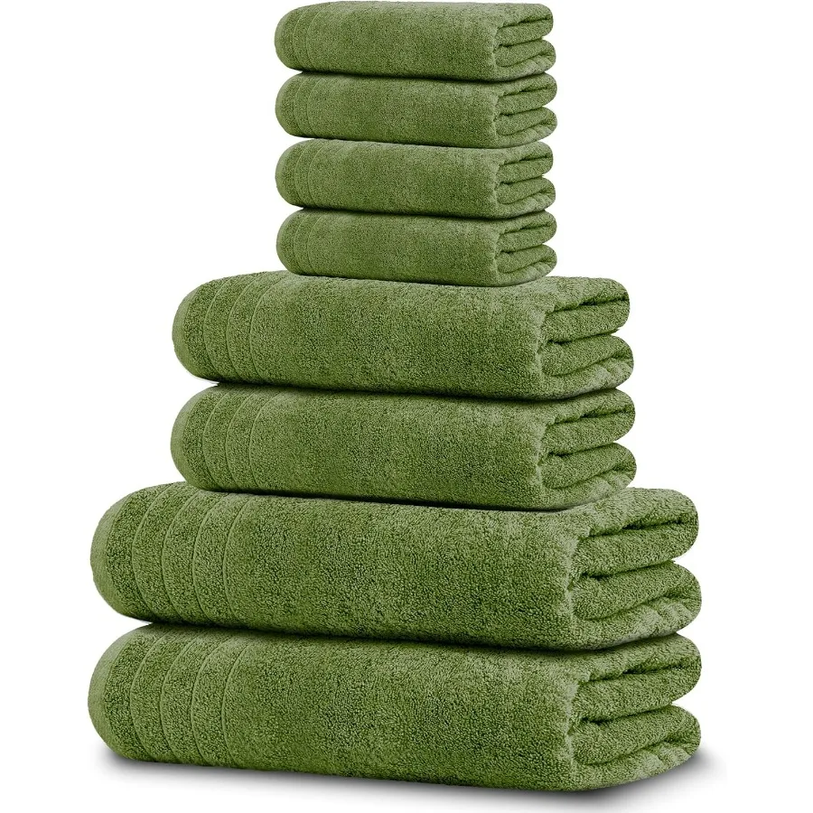 

Pack of 8 Towels Set Including 2 Extra Large Bath Towels 2 Hand Towels 4 Washcloths Made from 100 Cotton with Lighter Weight fo