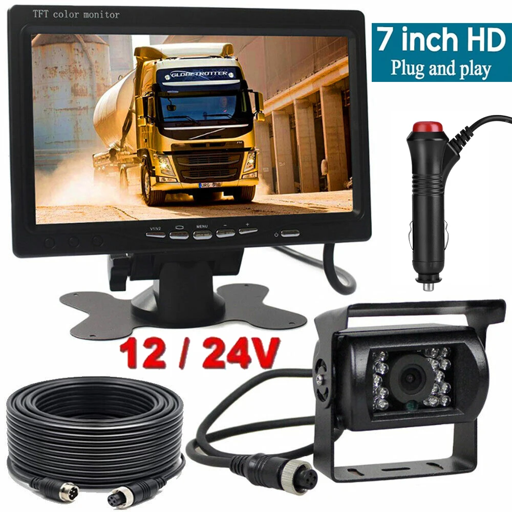 

7'' Car Monitor Backup Camera HD Rear View Reverse For Truck/Trailer/RV