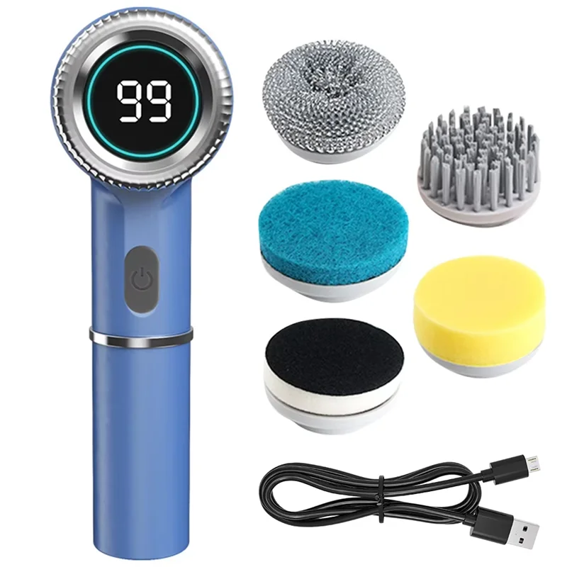 

X11A Handheld Electric Spin Scrubber With 5 Replaceable Brush Heads Spinning Brush Spinning Brush For Tiles Glass
