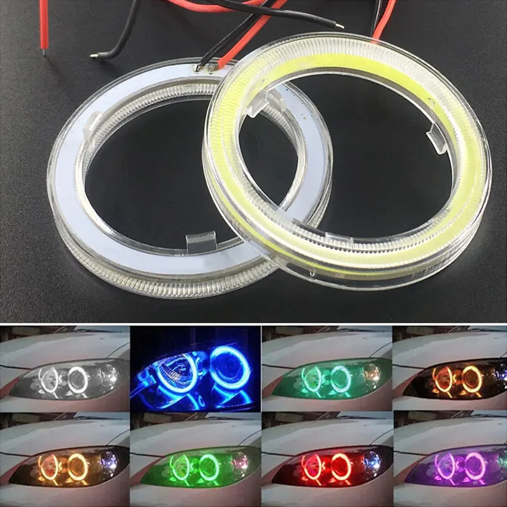 

Super Bright Circular Ring Angel Eyes Front Fog Light Modified Car Headlight Grille LED Daytime Running Light Lens DemonEyes 12V