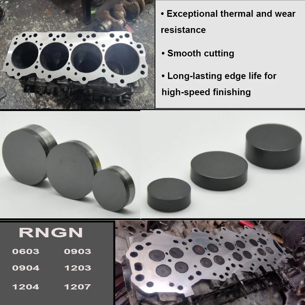 Płytki CBN RNGN090300A Płyta diamentowa PCD do frezowania do okrągłego uchwytu narzędziowego 10mm 12mm Uchwyt podtrzymujący frez do toczenia Płytki PCBN