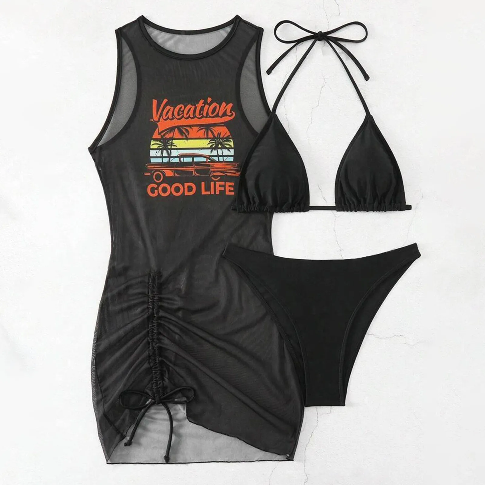 3 قطع كبيرة حجم كبير بيكيني 2025 و تي شيرت ملابس السباحة الرياضية النساء سلسلة ملابس السباحة الإناث بحر الاستحمام لباس سباحة