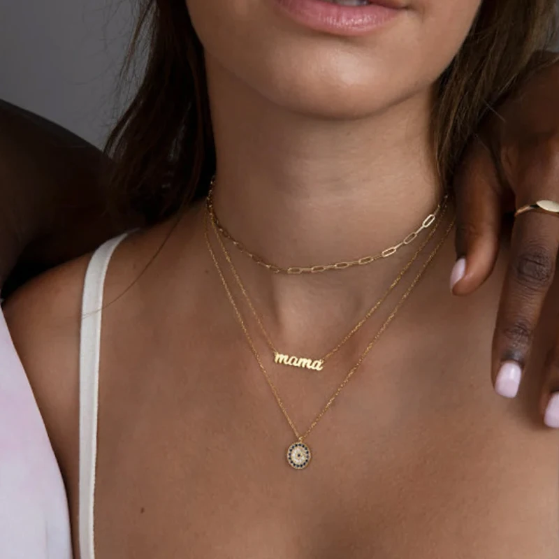Personalized Custom Name Necklace for Women Stainless Steel Multiple Names Zircon Pendant Chain Collar Christmas Jewelry Gift
