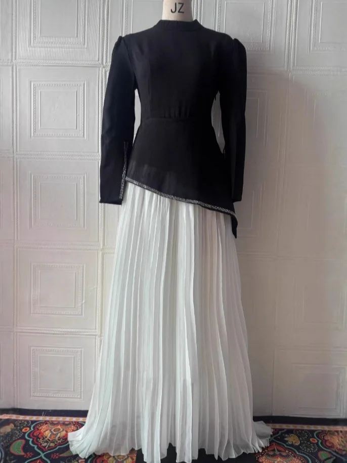 Ele cintura alta emagrecimento longo sve midi saia conjunto de duas peças feminino ano novo primavera coleção faionable casual dr