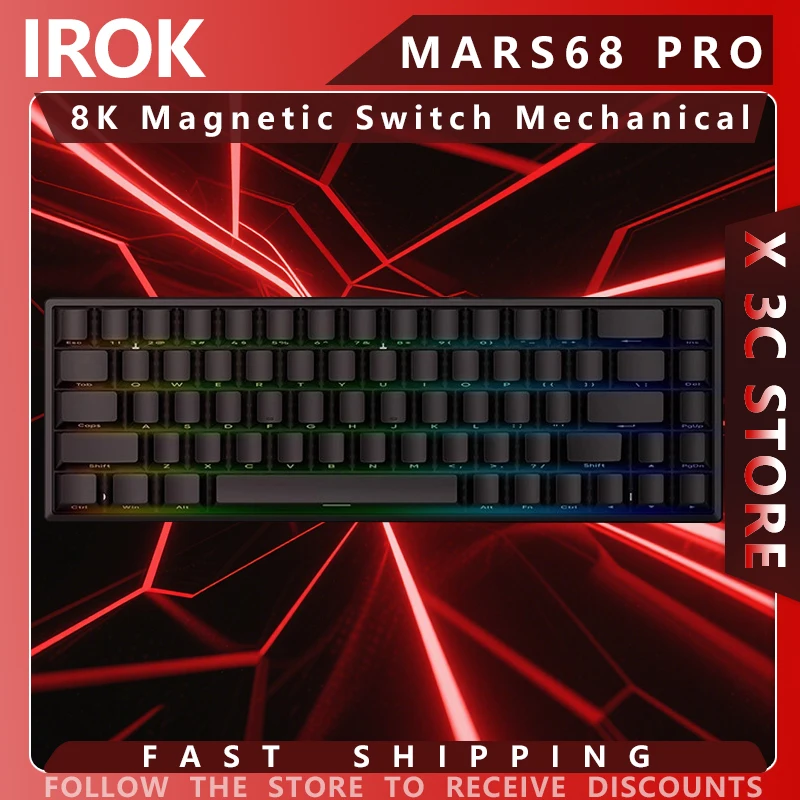 

IROK Mars68 PRO Magnetic Switch Keyboard 8K Hot Swap Low Latency RGB Mechanical Keyboard Custom Long Battery Gaming Accessories