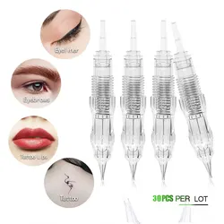 BIOMASER 30PCS permanent machine cartridges screw needles for permanent makeup eyebrow tattoo cartridge needle professional