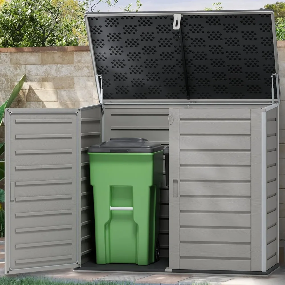 

4.6 Ft X 4.1 Ft Resin Storage Shed, Multi-Purpose,Large Outside Trash Can Storage, Lawn Mower Storage with Double Lockable Doors