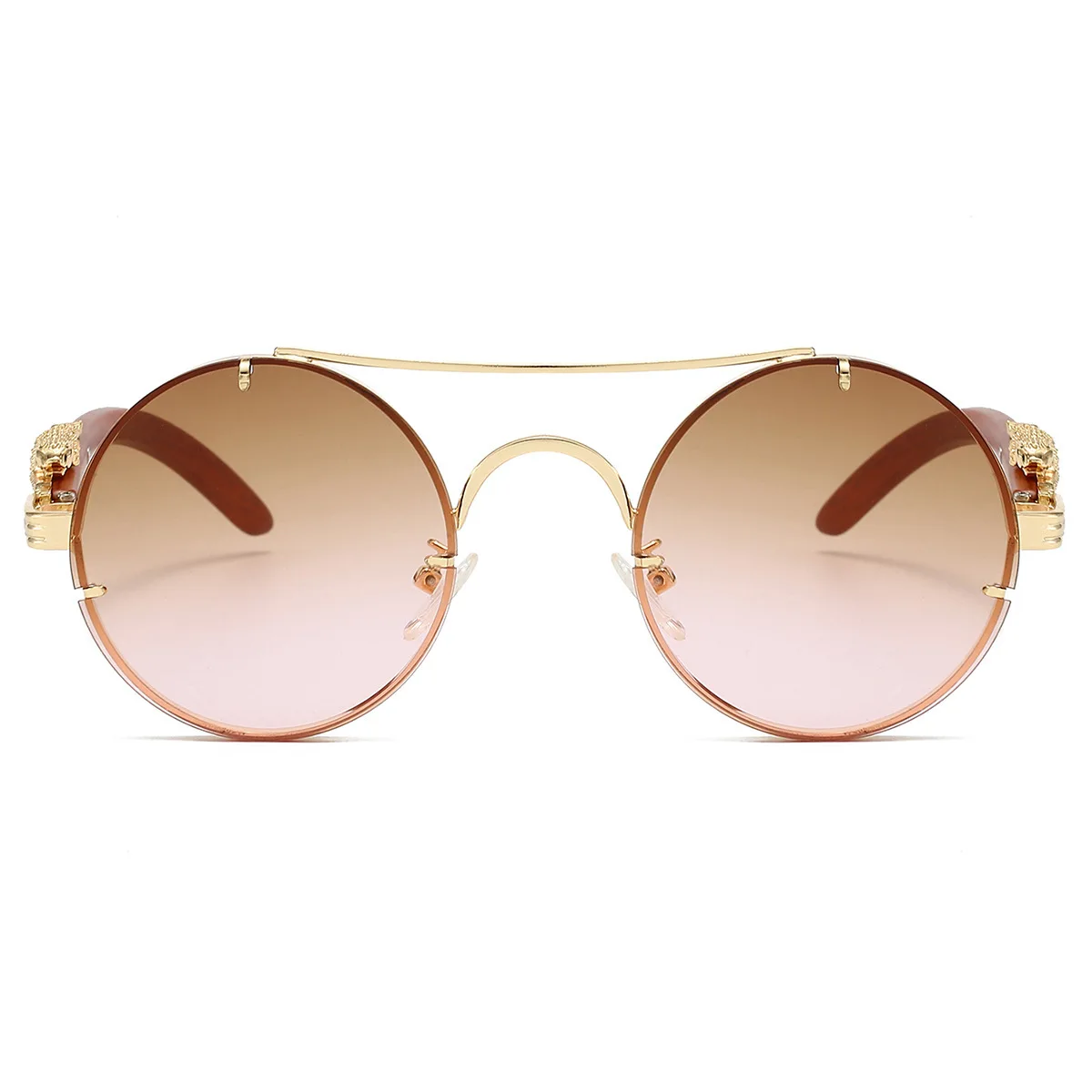 Neue Vintage Runde Sonnenbrille Für Männer Frauen Doppel Balken Leopard Kopf Modische Trendy Hohe Qualität UV Beständig Fahren Glasse – Detail 10
