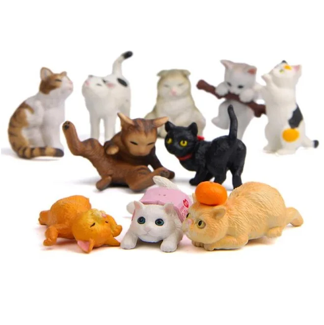 

Mini Realistic Cartoon Cat Statue Play Animal Decorative Resin Sculpture