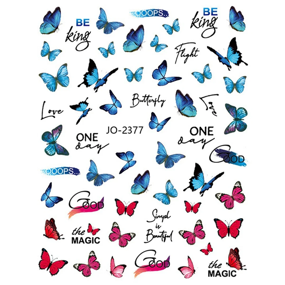 ผีเสื้อสติกเกอร์เล็บ Dopamine สไตล์ผีเสื้อที่มีสีสันดอกไม้รูปแบบสติ๊กเกอร์ตกแต่งเล็บ