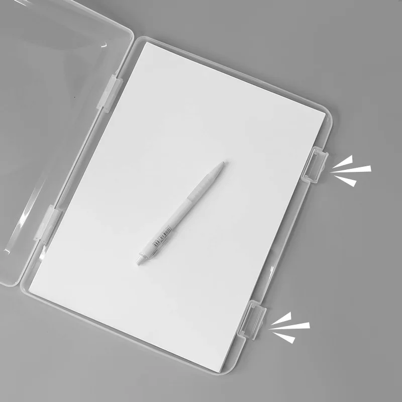 กล่องเก็บเอกสารพลาสติกหนาแบบใส A4กล่องเก็บกระดาษสำนักงานกล่องเก็บเอกสารกันฝุ่นจัดเรียงแฟ้ม