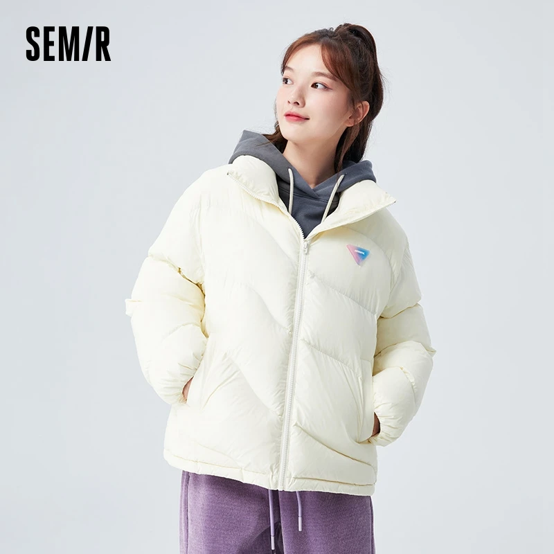 Semir Down Jacket Women Loose 2023 Winter New Milky White Design Warm Jacket