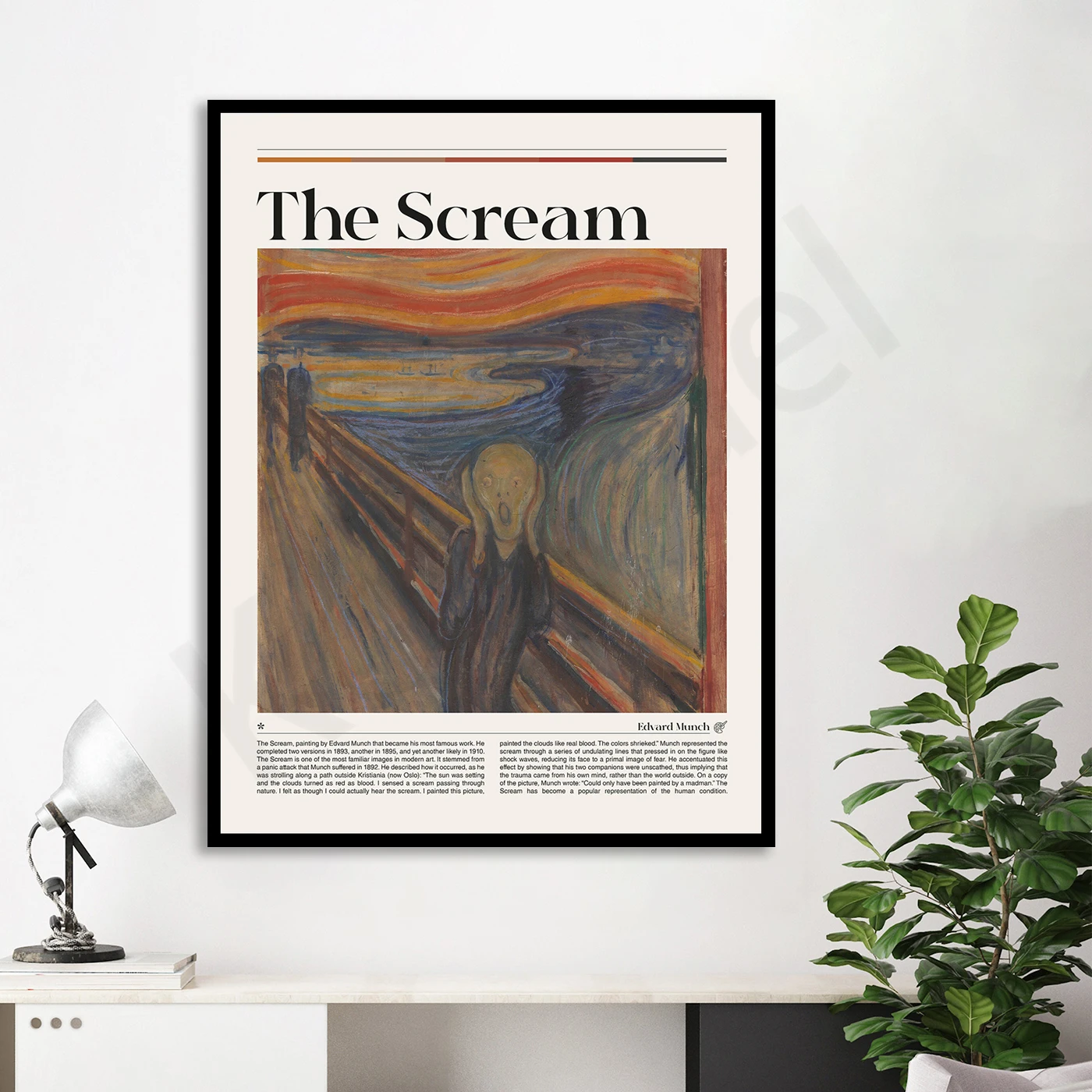 The Scream by Edvard Munch. Museum Exhibition Fine Art Painting. Home Wall Decor Art Poster