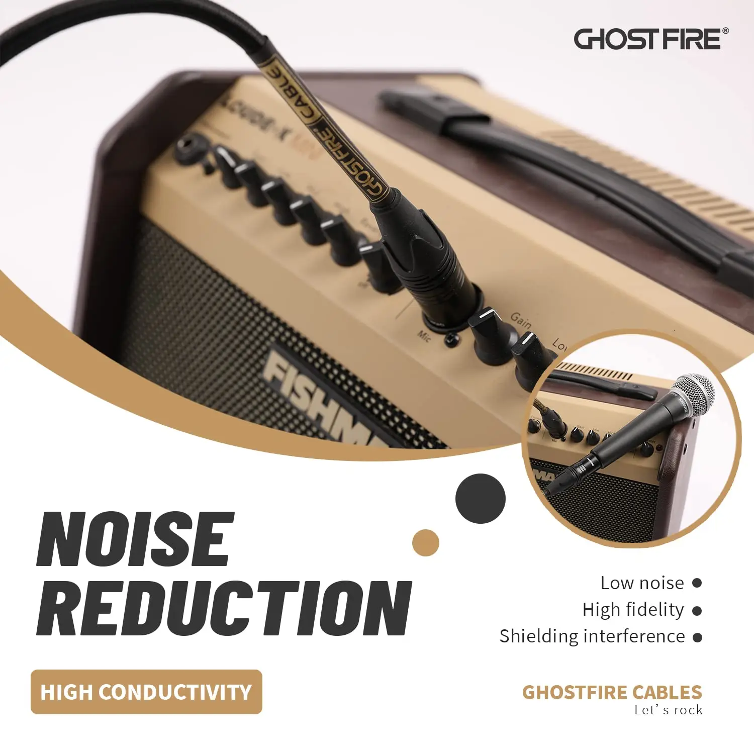 Ghost Fire Profesional XLR High Performance Noise-Cancelling Male to Female Standard Balanced Microphone Cable