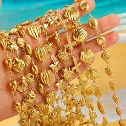 1M Colorfast Stainless Steel Hip Hop Punk Hollow Large Metal Ocean Shell DIY Jewelry Necklace Bracelet Plated Gold Necklace
