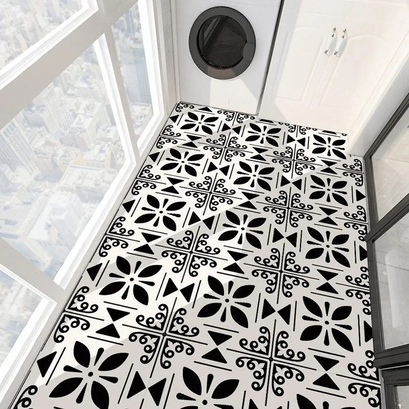 Kitchen Decorative Stickers, Bathroom Oil-Proof, Waterproof, Non-Slip Diagonal Pattern Floor Stickers, Bathroom, Bedroom, Living