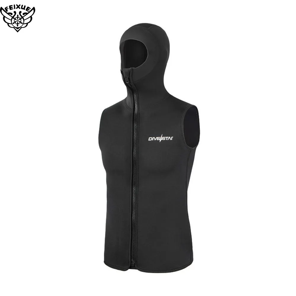 3MM Neoprene Men's Hooded Vest Sleevesness Wetsuit Scuba Diving Skin Diving Suit Vest Sleeveless Split Body Swimming Drifting