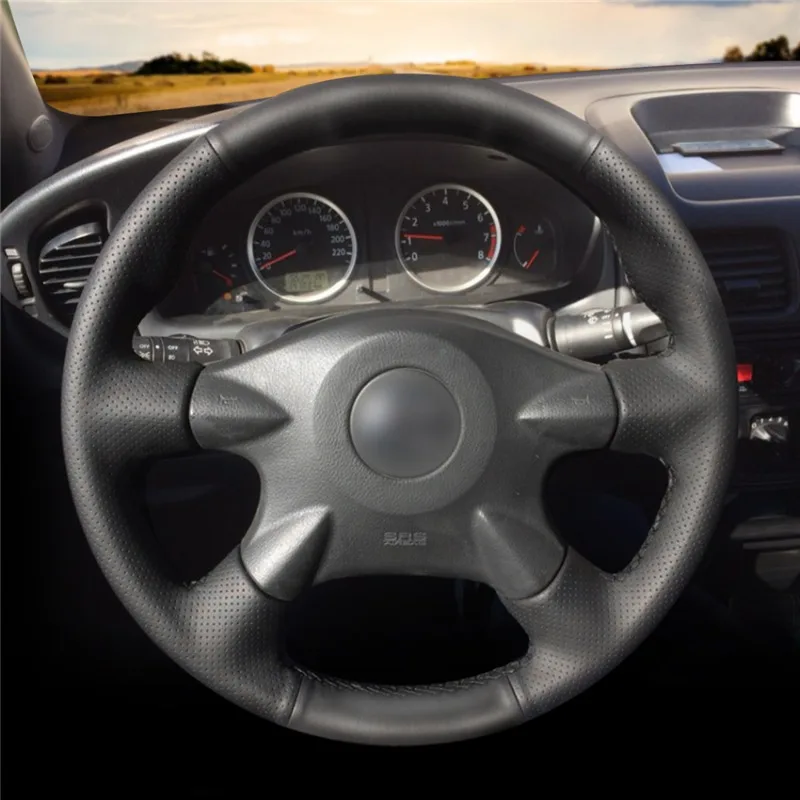 

DIY Hand-Sew Non-slip Black Artificial Leather Car Steering Wheel Cover for Nissan Almera N16 Pathfinder Primera Paladin X-Trail