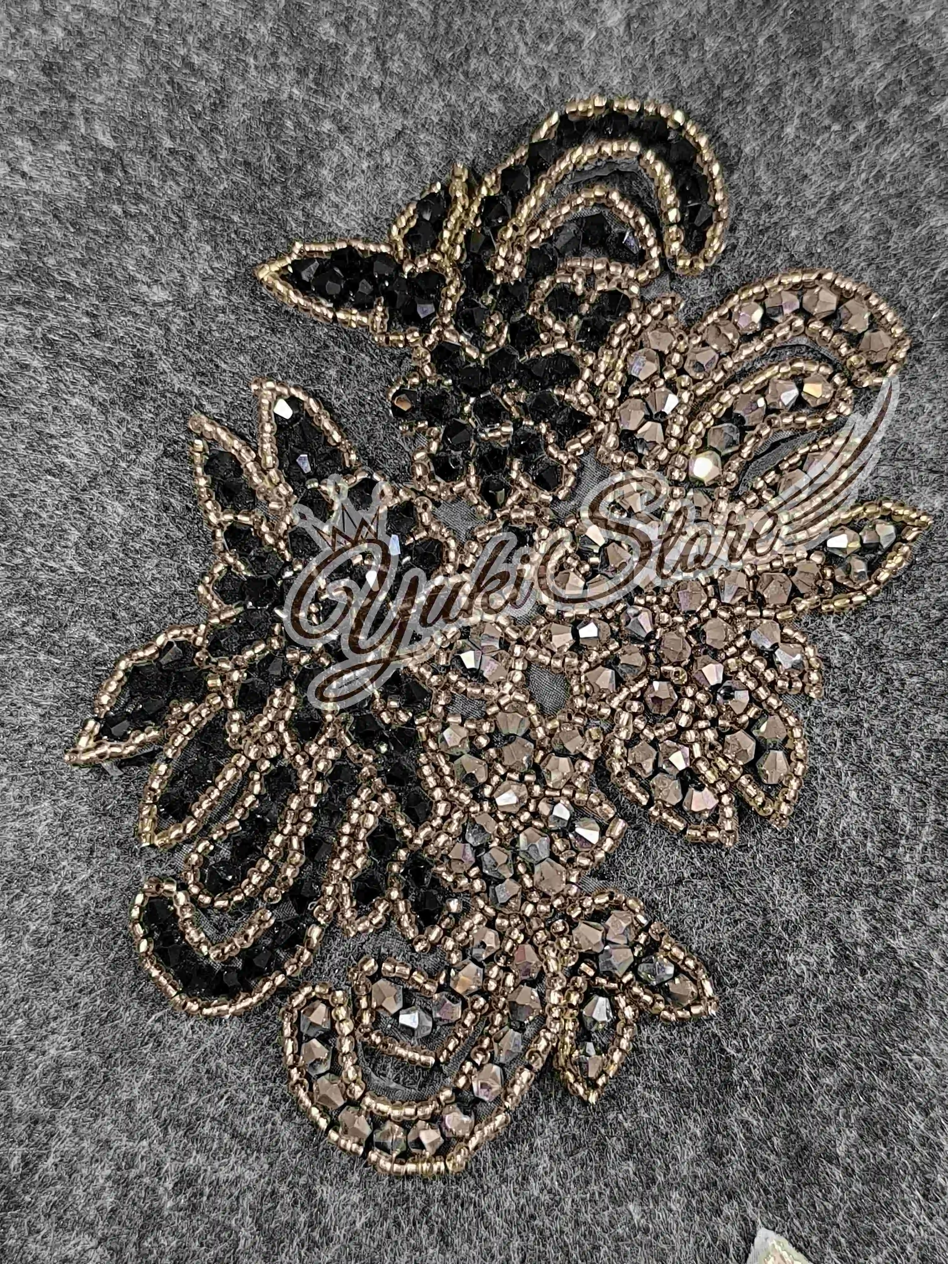 Small appliques Heavy bead 3d flower lace applique floral pearls embroidery bridal lace patch NEW2025 JK001