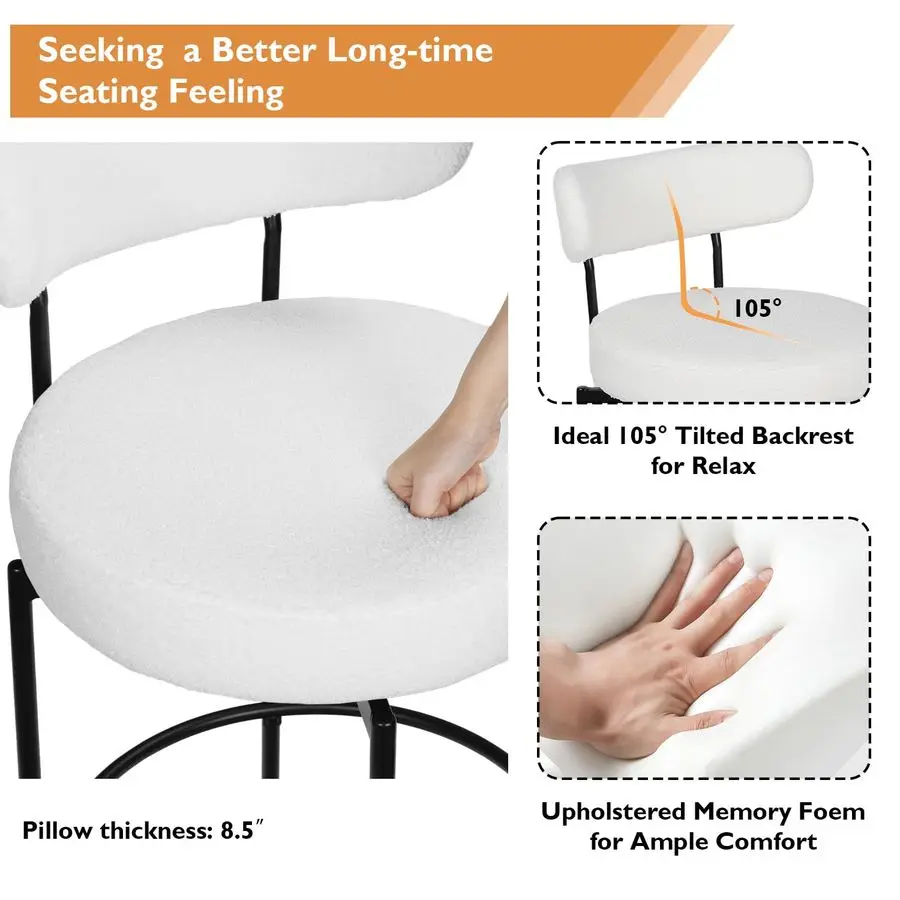 

Набор поворотных барных стульев из 2 шт., барный стул со спинкой и металлическими ножками, высокие островные стулья с подставкой для ног, высокий Шерпа