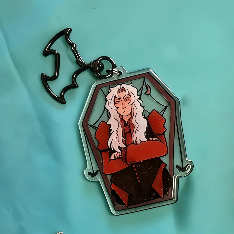 Vampires SMP Coffin Shape Acrylic Keychain Bat Clasp Game Character Key Ring Cosplay Accessories Bag Pendant Collectible Gift view 2