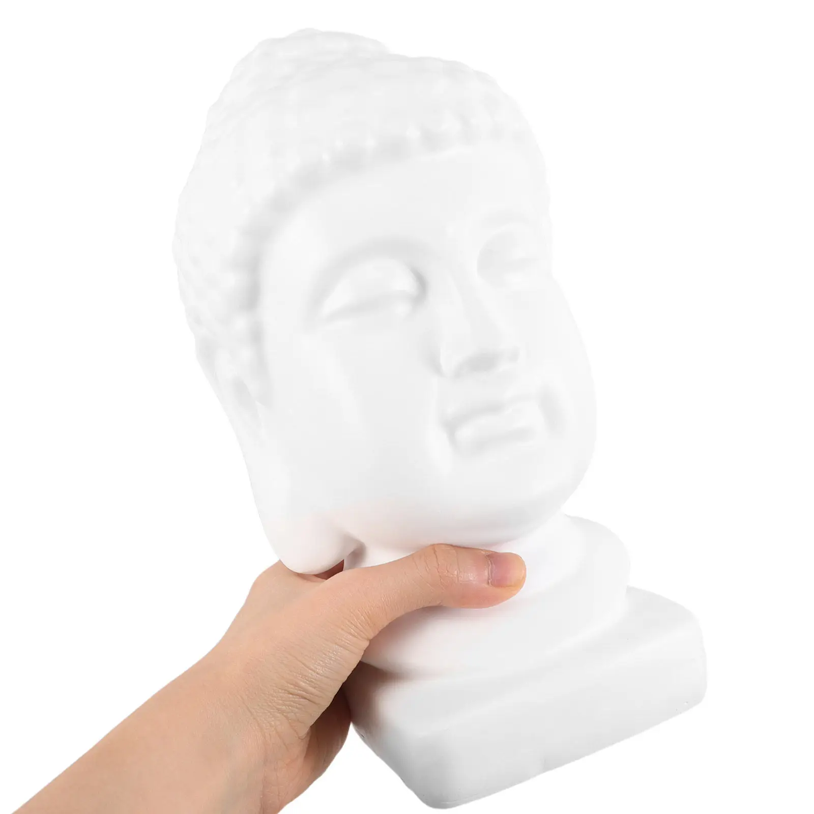 Sculpture en résine détaillée de tête de Bouddha – Décoration spirituelle axée sur la tranquillité pour salle de méditation, jardin de yoga, espace de vie